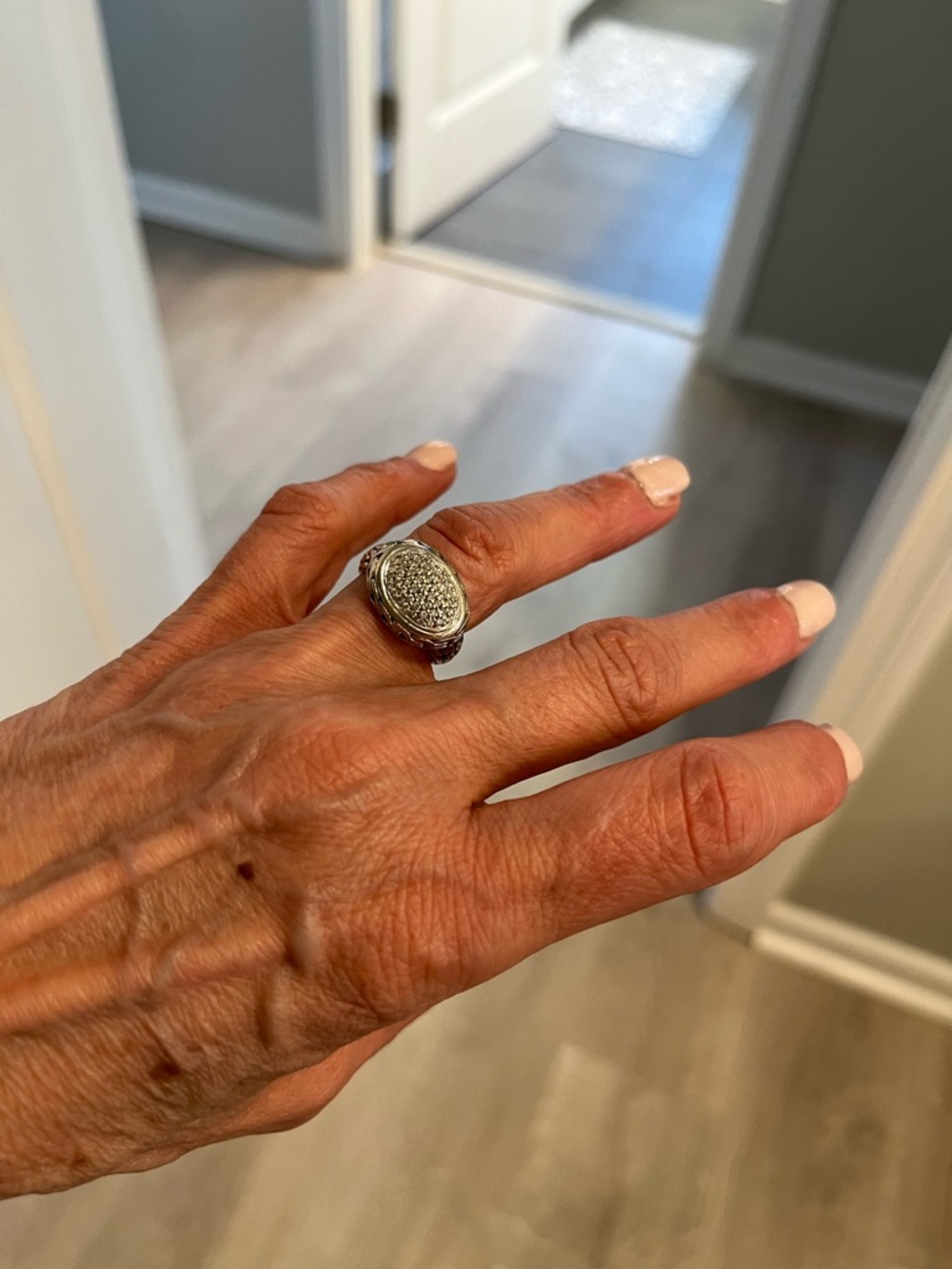 John Hardy silver and diamond ring in size 6